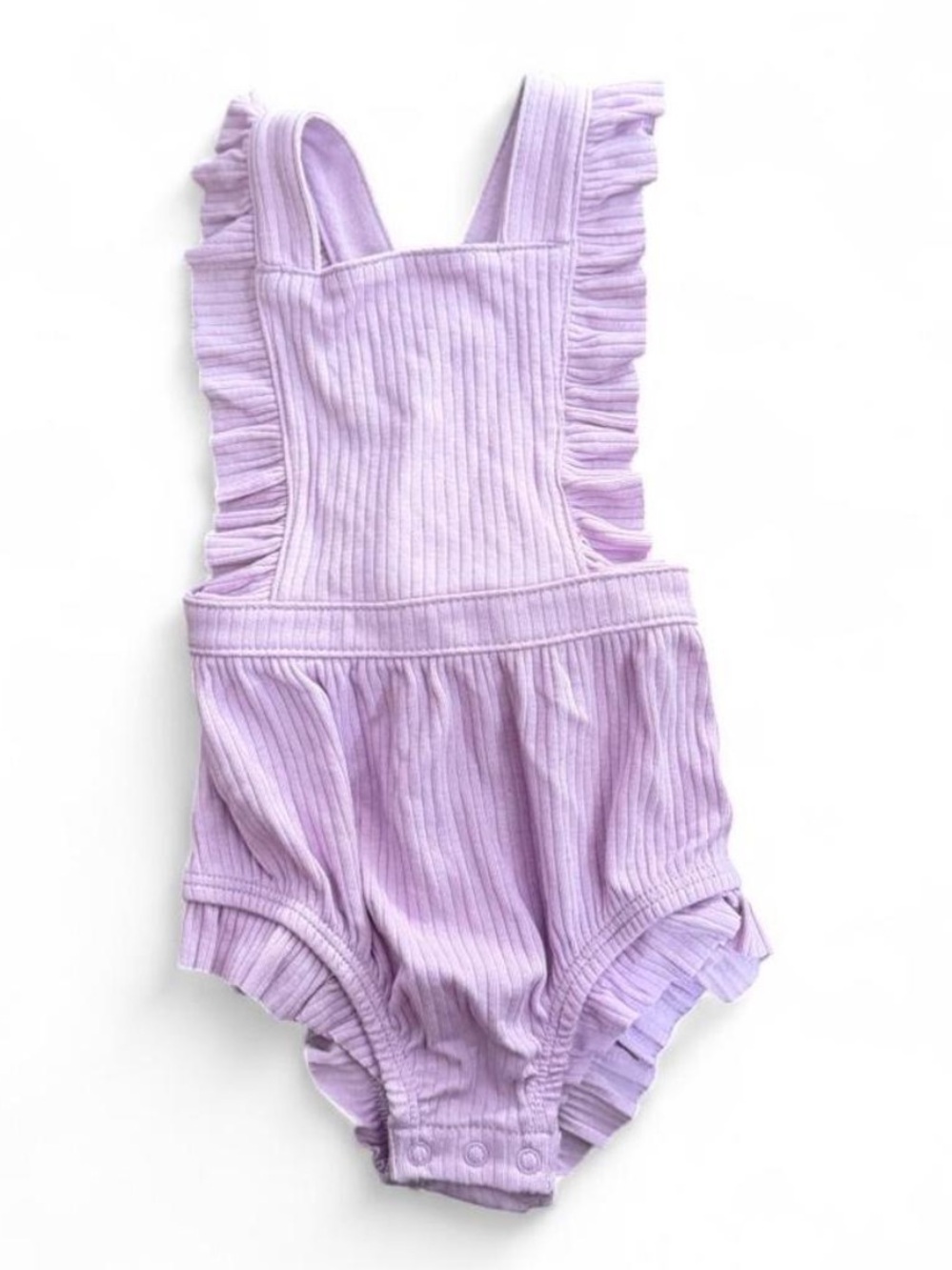 🛍️ 3/$15 Cat and Jack Lilac Ruffled Ribbed Baby Romper 0-3M